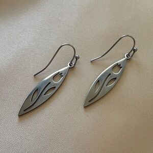 Silver-tone Tulip Flower Drop Earrings